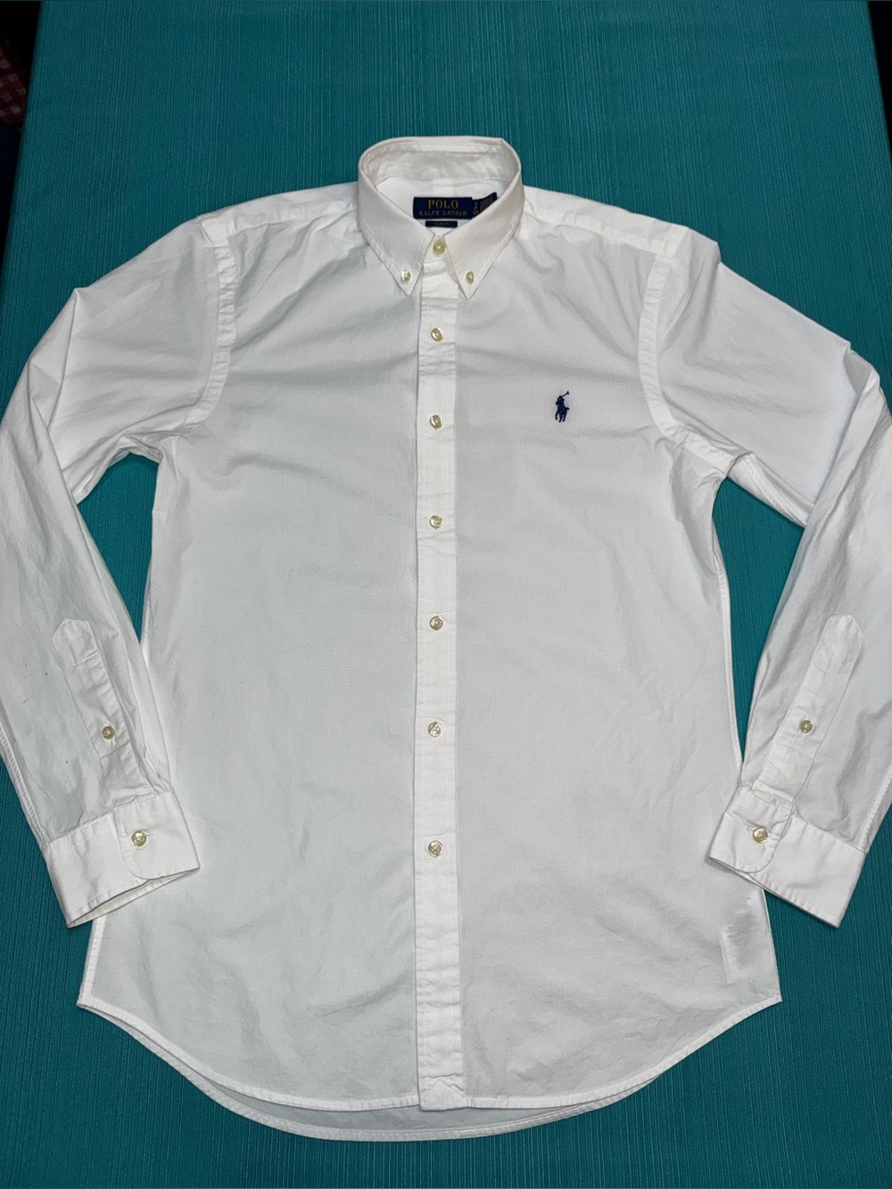 Polo Ralph Lauren Men’s White Long Sleeve Button Down Shirt Pony, S, slim fit